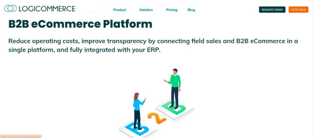 Screenshot of logicommerce main b2b ecommerce platform's page