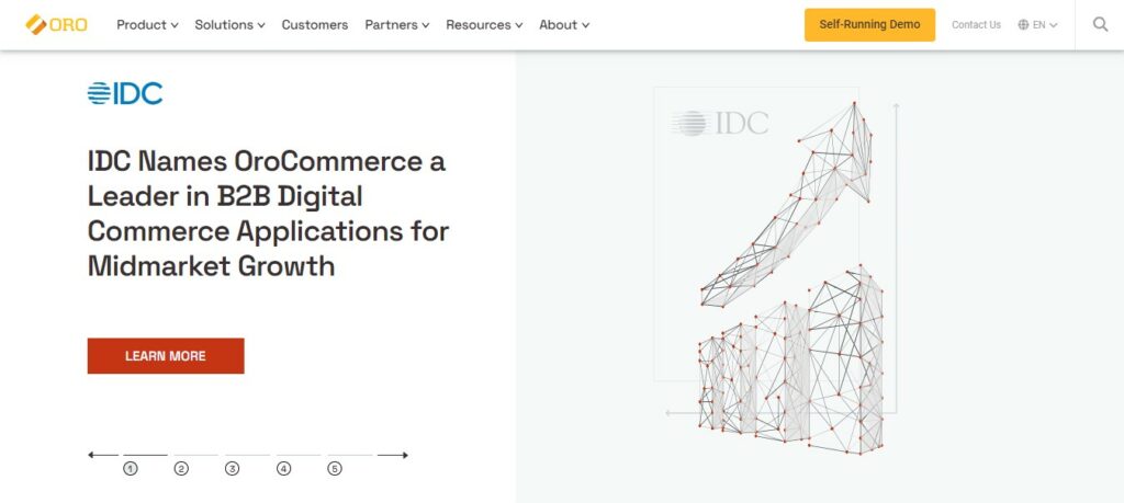 Screenshot of OROCommerce page dedicated to B2B Digital Commerce Applications for midmarket growth