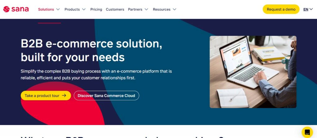Screenshot of b2b ecommerce solution page on Sana website