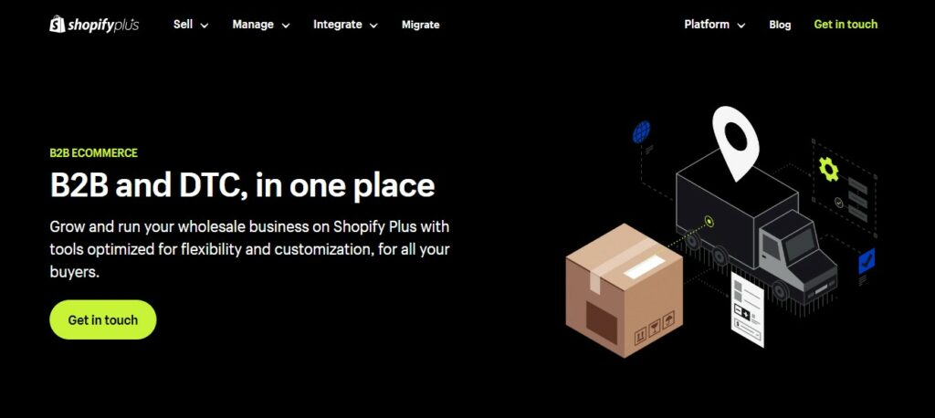 Shopify B2B Ecommerce page screenshot 