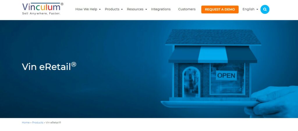 Scrreenshot of Vin eRetail page